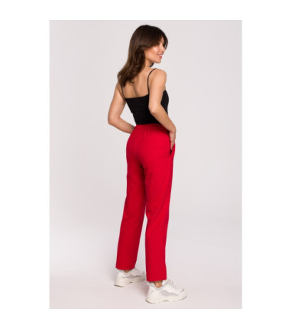 B228 Cigarette pants on elastic - red