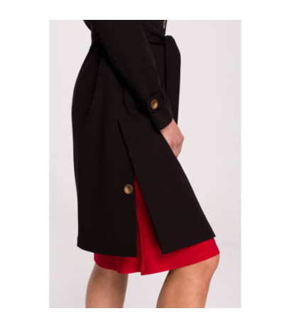 S294 Tie belt coat - black