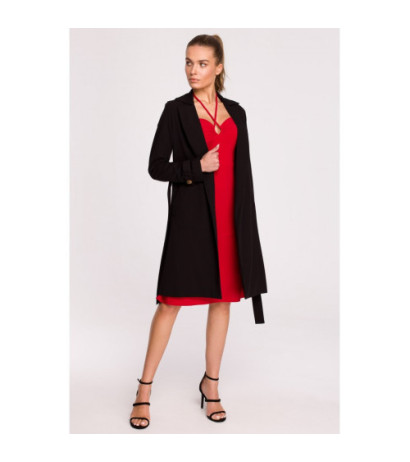 S294 Tie belt coat - black