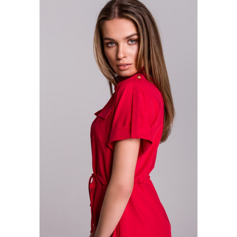 S298 Dress with pockets and binding - red