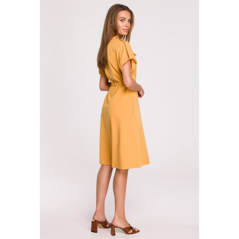 S298 Dress with pockets and binding - yellow