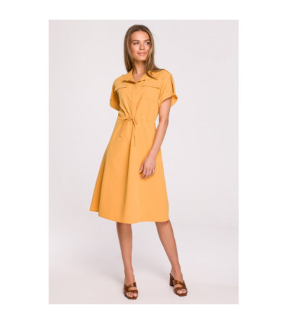 S298 Dress with pockets and binding - yellow