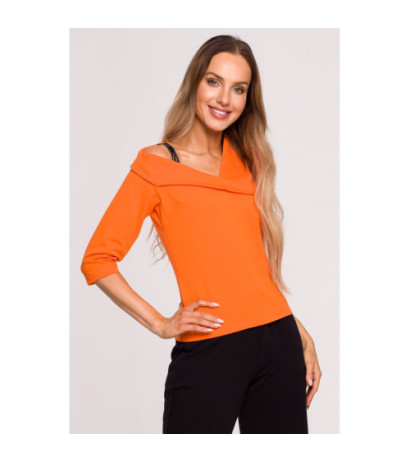 M678 MOE blouse with neckline and piping - orange