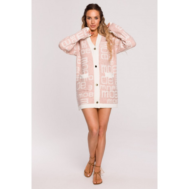 M683 MOE lettered cardigan - dirty pink