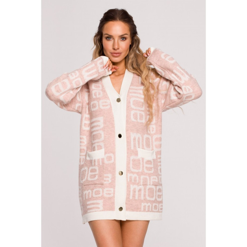 M683 MOE lettered cardigan - dirty pink