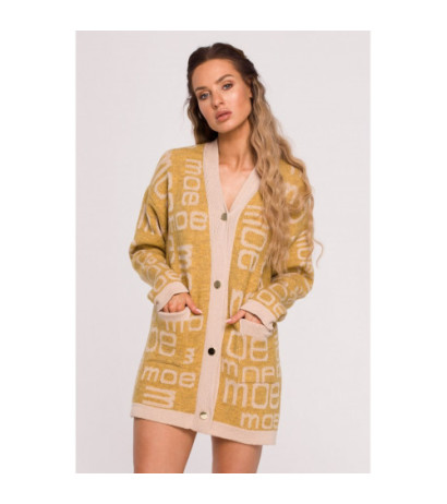 M683 MOE lettered cardigan - mustard