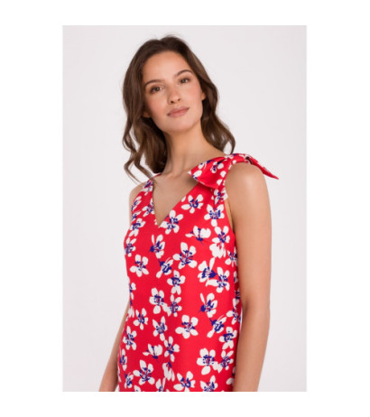 K129 Patterned dress with bow on shoulder - model 2