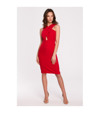 K130 Dress with crossed top - red