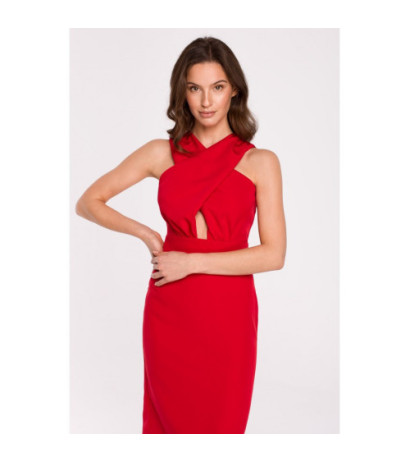 K130 Dress with crossed top - red