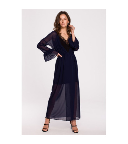 K136 Chiffon maxi dress - navy blue