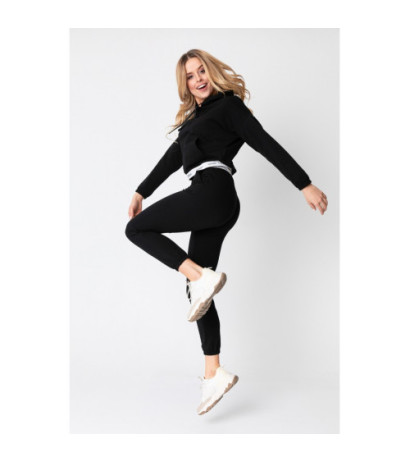 LA103 Short sweatshirt with logoed elastic - black