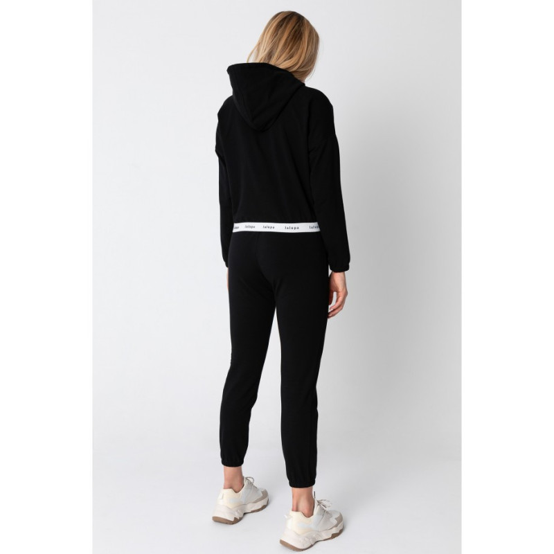 LA103 Short sweatshirt with logoed elastic - black