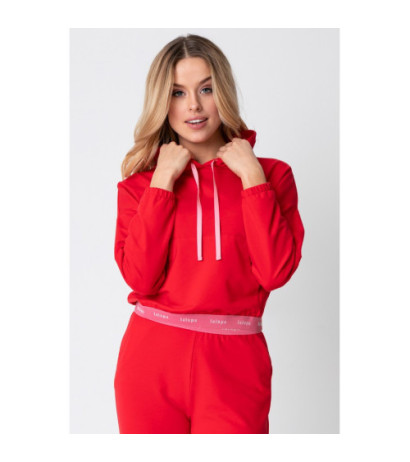 LA103 Short sweatshirt with logoed elastic - red