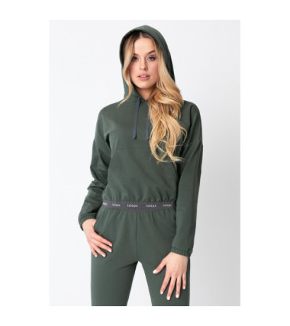 LA103 Short sweatshirt with logoed elastic - olive green