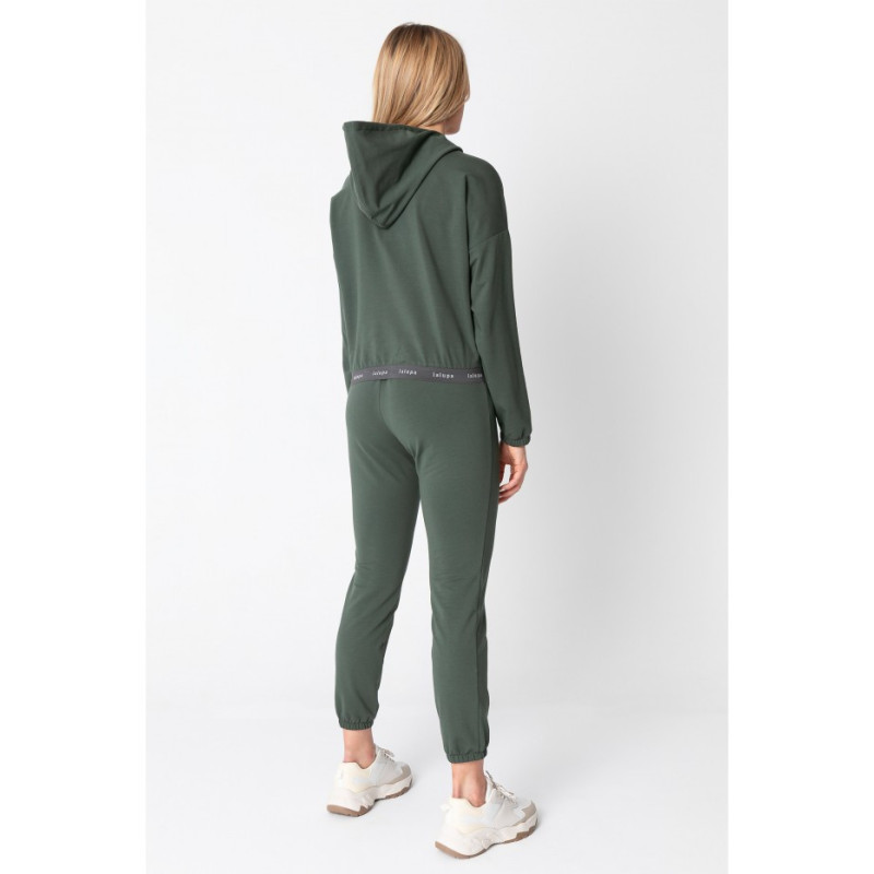 LA103 Short sweatshirt with logoed elastic - olive green