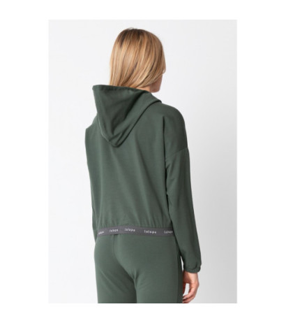 LA103 Short sweatshirt with logoed elastic - olive green