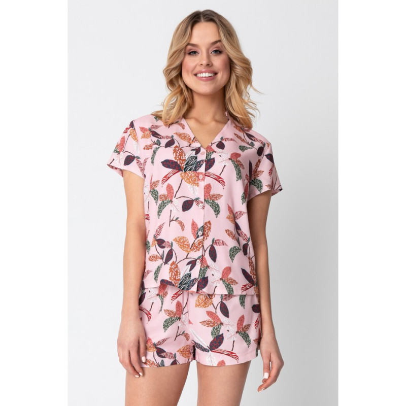 LA104 Pajama shirt with V neckline and print - model 1