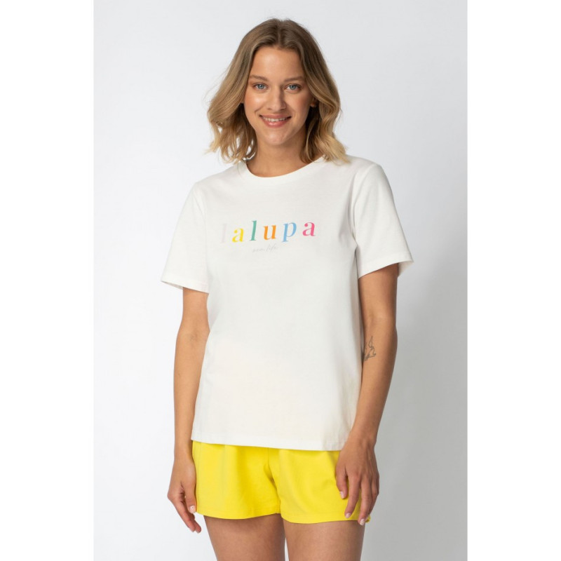 LA109 T-shirt with inscription "LALUPA sea life" - ecru