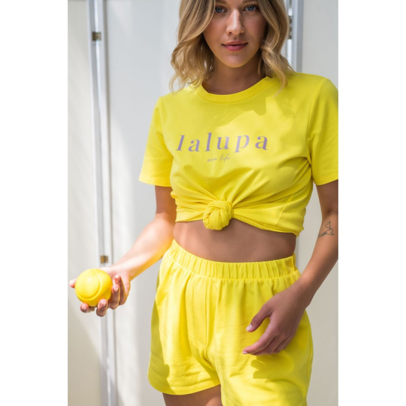 LA109 T-shirt with "LALUPA sea life" inscription - yellow