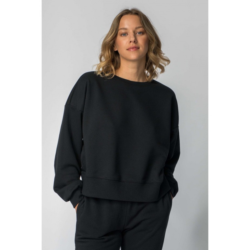 LA111 Sweatshirt with ribbed cuffs - black