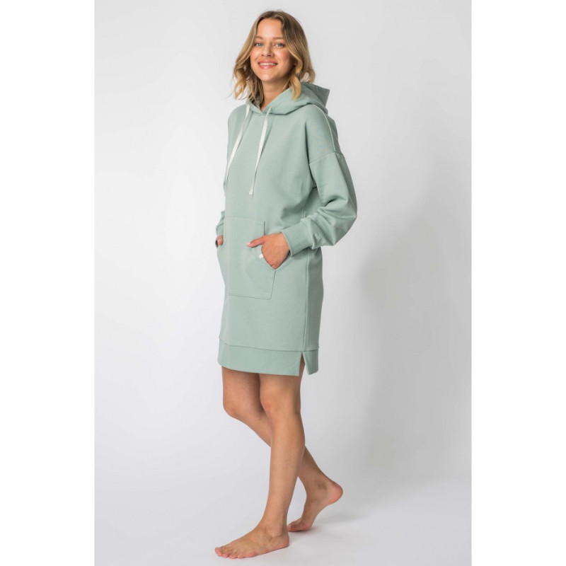 LA113 Dress with hood and kangaroo pocket - mint