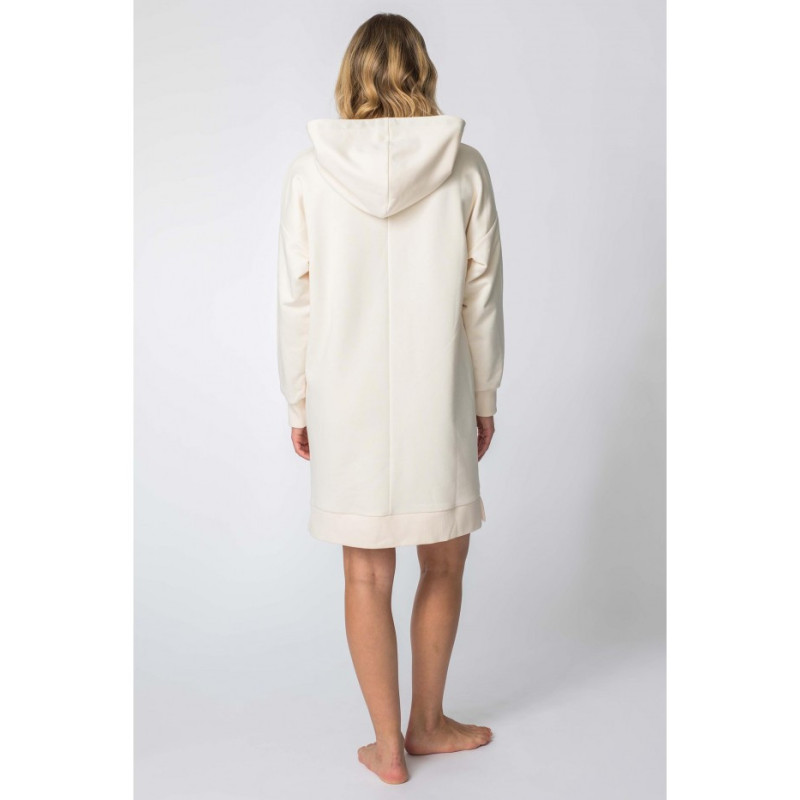 LA113 Hooded dress with kangaroo pocket - vanilla