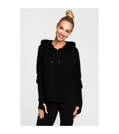 M689 Hooded sweatshirt with extra cuffs - black