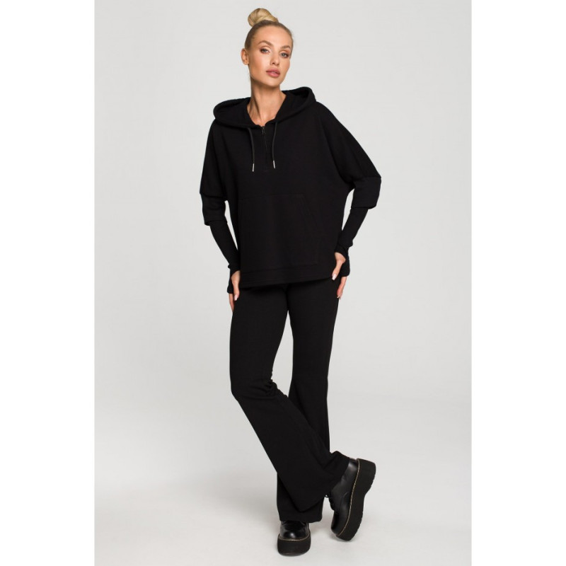 M689 Hooded sweatshirt with extra cuffs - black