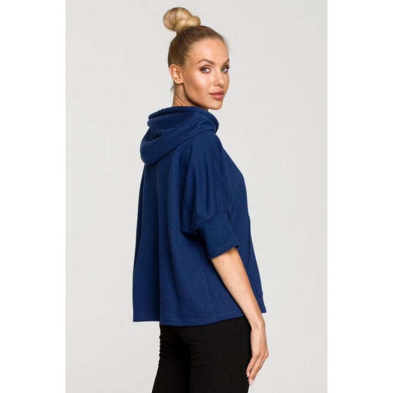 M689 Sweatshirt with hood and extra cuffs - inkblue