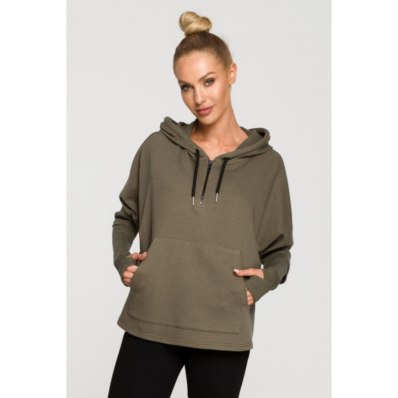 M689 Hooded sweatshirt with extra cuffs - khaki