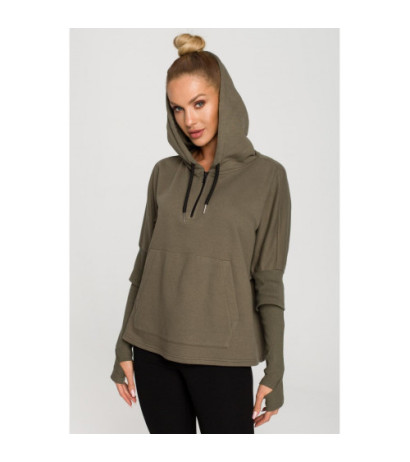 M689 Hooded sweatshirt with extra cuffs - khaki