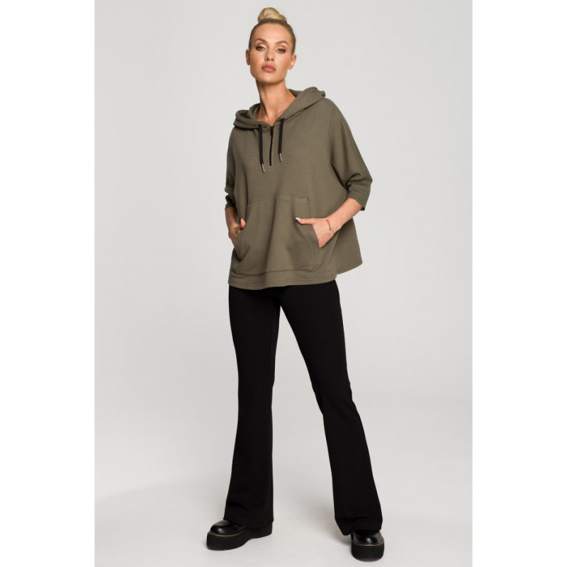 M689 Hooded sweatshirt with extra cuffs - khaki