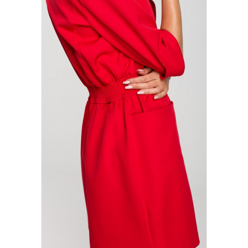 M699 Jacket dress with elastic waistband - red