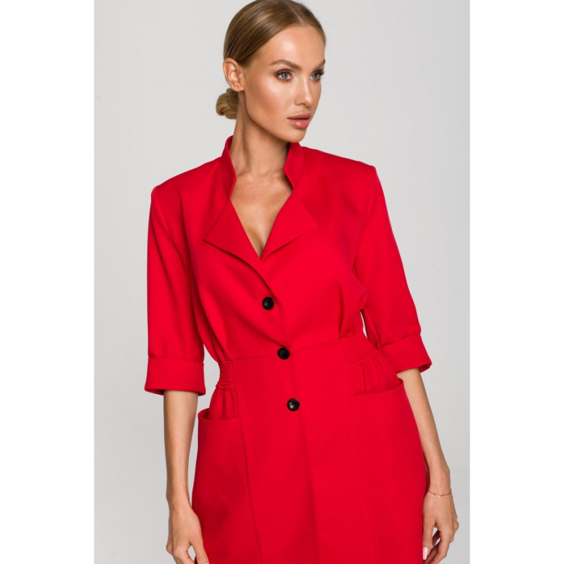 M699 Jacket dress with elastic waistband - red