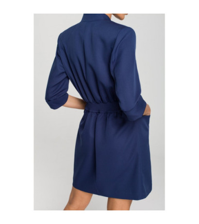 M699 Jacket dress with elastic waistband - navy blue