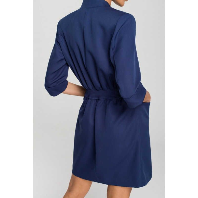 M699 Jacket dress with elastic waistband - navy blue