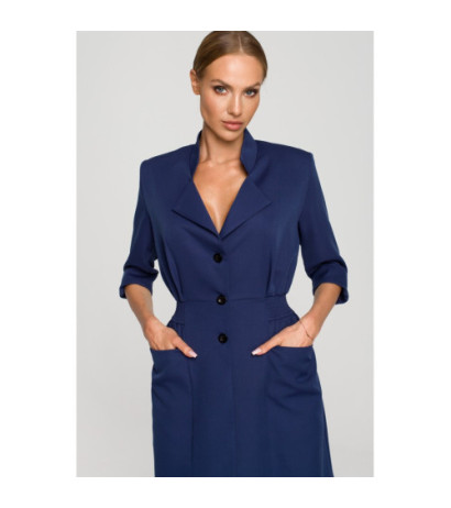 M699 Jacket dress with elastic waistband - navy blue