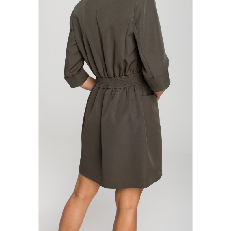 M699 Jacket dress with elastic waistband - khaki