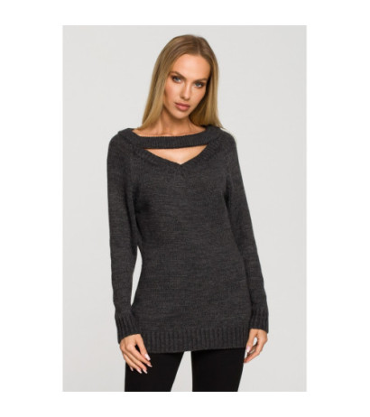 M711 Sweater with slit in the neckline - graphite