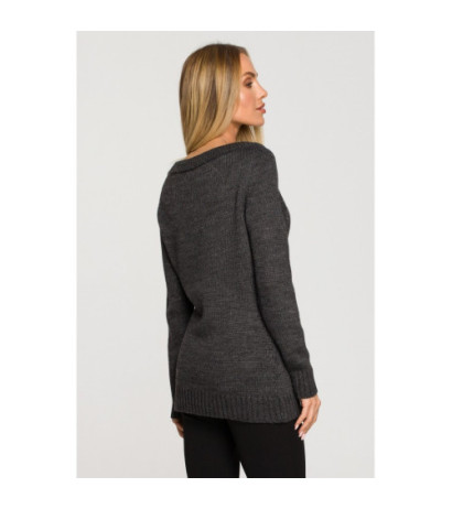 M711 Sweater with slit in the neckline - graphite