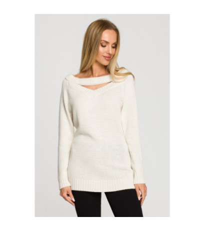 M711 Sweater with slit in the neckline - ivory