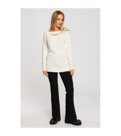 M711 Sweater with slit in the neckline - ivory