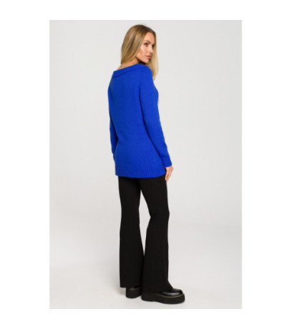 M711 Sweater with slit in the neckline - sapphire