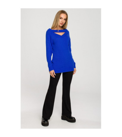 M711 Sweater with slit in the neckline - sapphire