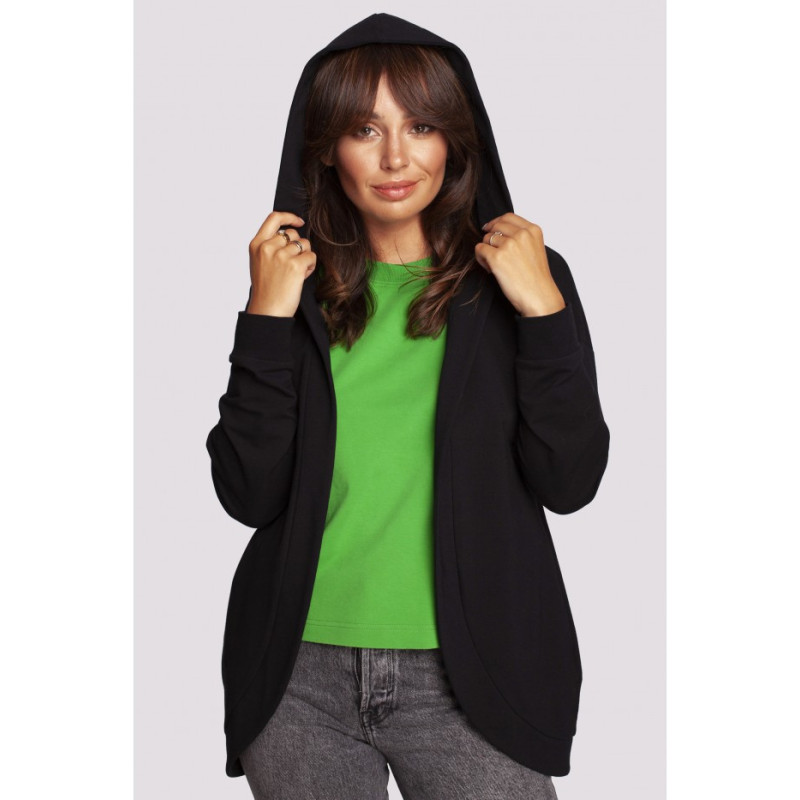 B235 Coat with rounded edges - black