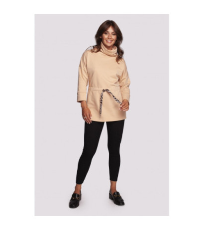 B236 Sweatshirt with turtleneck and ribbon in cents - beige