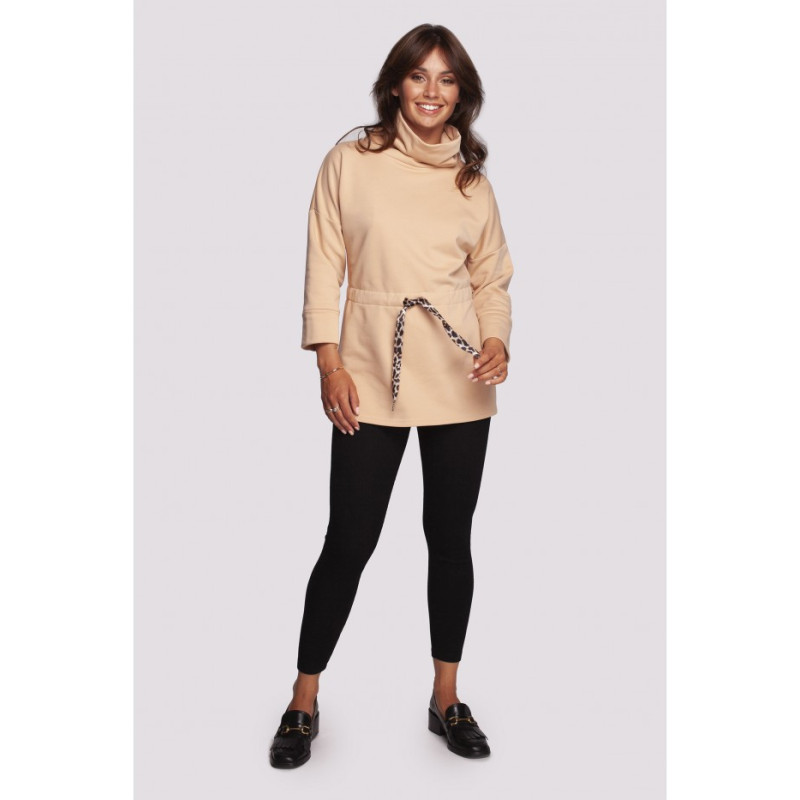 B236 Sweatshirt with turtleneck and ribbon in cents - beige