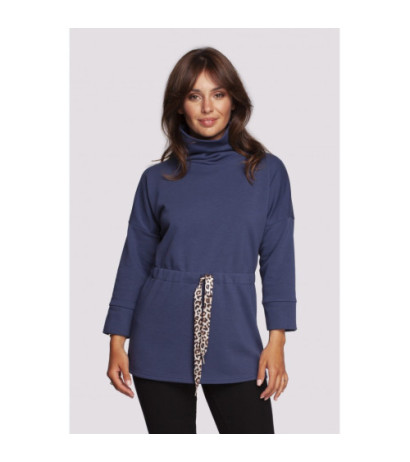 B236 Sweatshirt with turtleneck and ribbon cent - blue