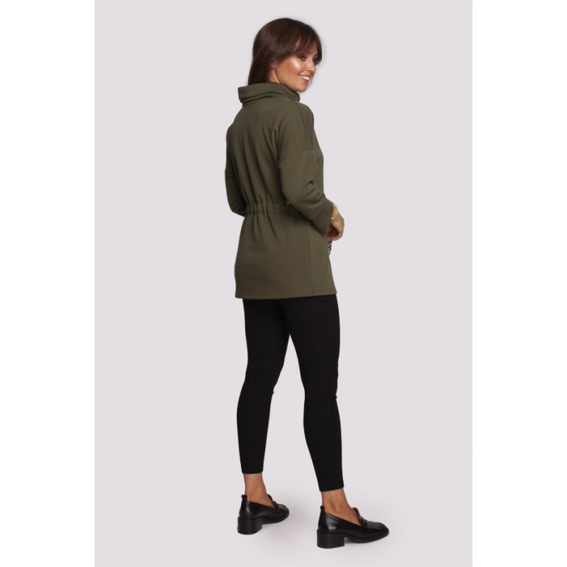 B236 Sweatshirt with turtleneck and ribbon cent - olive green