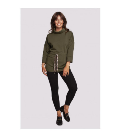 B236 Sweatshirt with turtleneck and ribbon cent - olive green